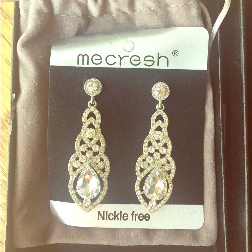 Bridal Prom Crystal Drop Earrings Costume Jewelry